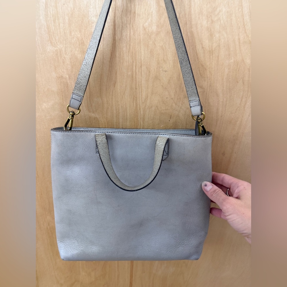 Madewell Zip-Top Medium Transport Tote in Grey/Blue - Picture 10 of 15